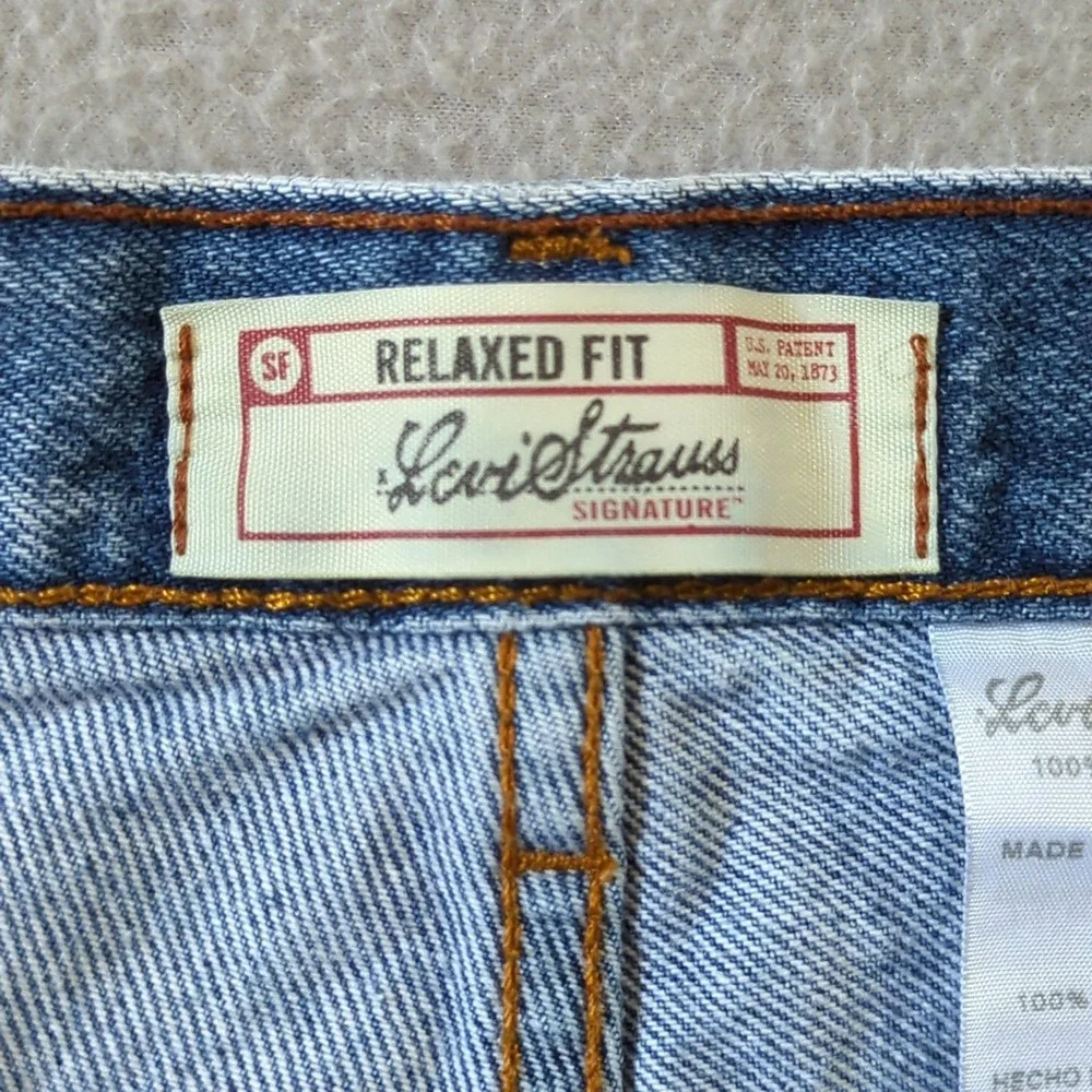 Levis Signature Denim Shorts Mens 34‎ Blue Relaxed Fit Cotton Y2K VTG